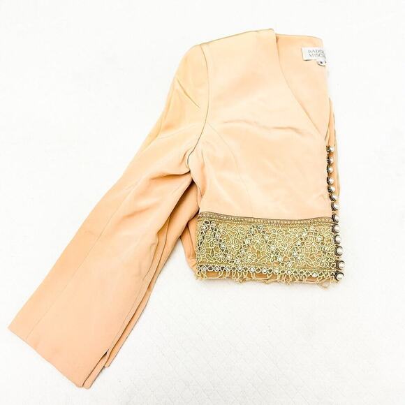 Badgley Mischka Nude Beaded Waist Dress Blazer Size 8 - Picture 5 of 5